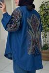 ✨ Pul Payet İşlemeli Kimono ✨ Koyu Kot