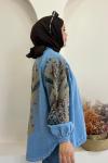 ✨ Pul Payet İşlemeli Kimono ✨ Açık Kot
