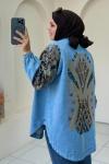 ✨ Pul Payet İşlemeli Kimono ✨ Açık Kot