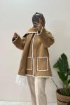 Şal Yaka Kadın Triko Ceket Camel