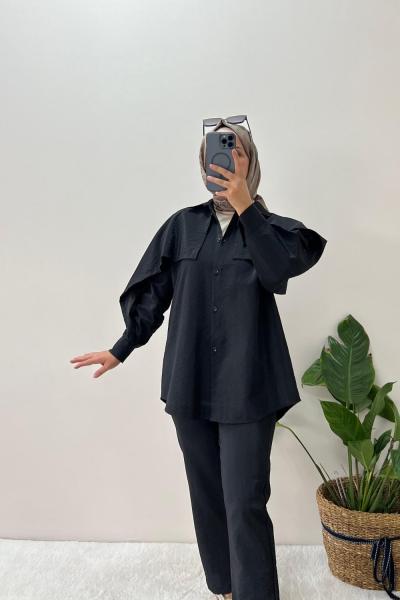 Paraşüt Kumaş Kadın Takım Siyah