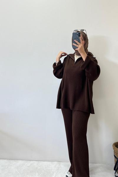 Kadın Triko Takım Acı Kahve