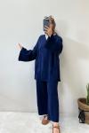Kimono Tarzı Triko Takım Lacivert