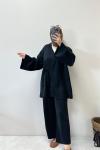 Kimono Tarzı Triko Takım Siyah
