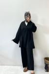 Kimono Tarzı Triko Takım Siyah