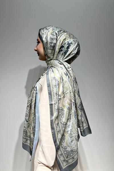 Desenli Şal Yeşil Krem