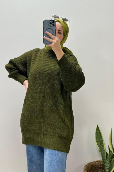 Oversıze Kazak Özellikleri Yağ Yeşili