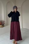 Fermuar Detaylı Şık Etek Bordo