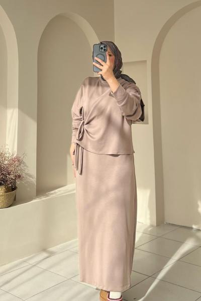 Yelekli Oysho Elbise  Kahverengi