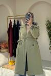 Gabardin Trençkot Yeşil