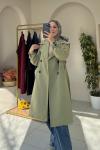 Gabardin Trençkot Yeşil