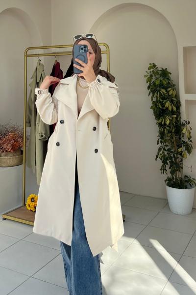 Gabardin Trençkot Taş Rengi