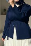 Ceket Görünümlü Merserize Hırka Lacivert