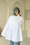 ŞIK VE MODERN ÇAPRAZ BAĞLAMALI GÖMLEK Beyaz