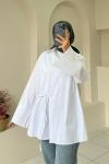 ŞIK VE MODERN ÇAPRAZ BAĞLAMALI GÖMLEK Beyaz