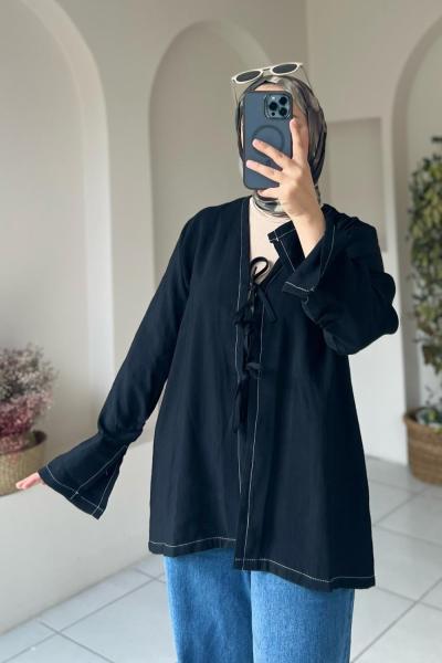 Bağlamalı Kimono Siyah