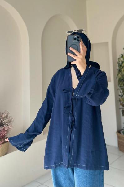 Bağlamalı Kimono Lacivert