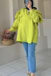 Volan Detaylı Paraşüt Kumaş Tunik Yeşil