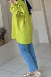 Volan Detaylı Paraşüt Kumaş Tunik Yeşil