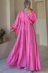 Balon Kol Elbise Pembe