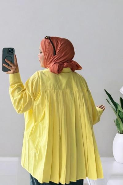 Arka Fırfır Detaylı Tunik Sarı