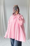 Arka Fırfır Detaylı Tunik Pembe