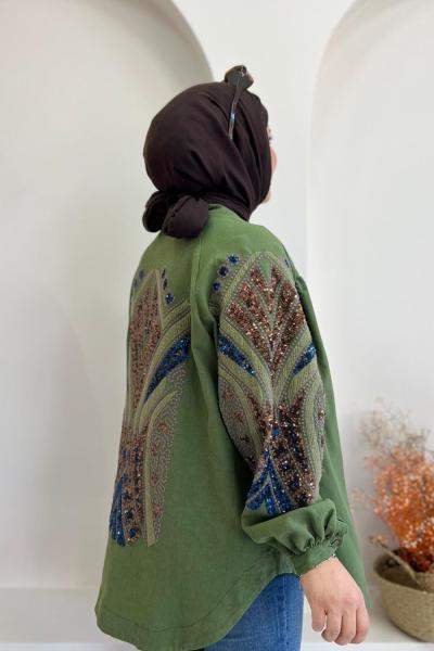 ✨ Pul Payet İşlemeli Kimono ✨ Haki