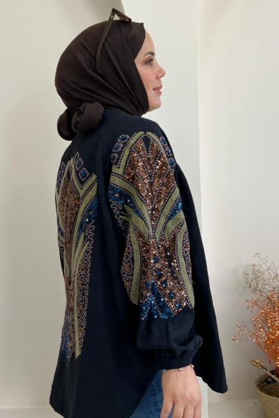 ✨ Pul Payet İşlemeli Kimono ✨ Siyah
