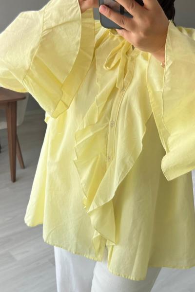 Fırfırlı Şıklık: Zarafeti Günlük Tarzla Buluşturan Tunik ✨ Sarı