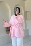 Yandan Şallı Selanik Tunik Pembe