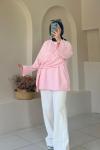 Yandan Şallı Selanik Tunik Pembe