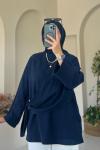 Yandan Şallı Selanik Tunik Lacivert