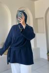 Yandan Şallı Selanik Tunik Lacivert