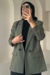 Düğmeli Kadın Ceket Yeşil