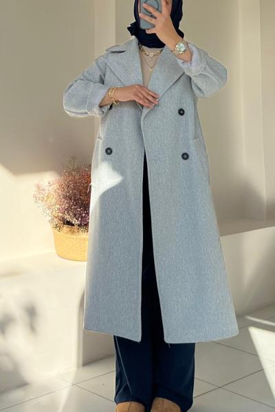 Astarlı Kaşe Kaban Gri