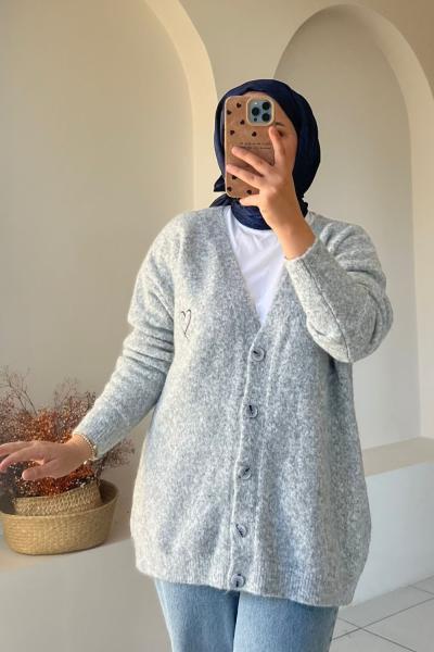 Yün Dokulu Yumuşak Hırka Gri