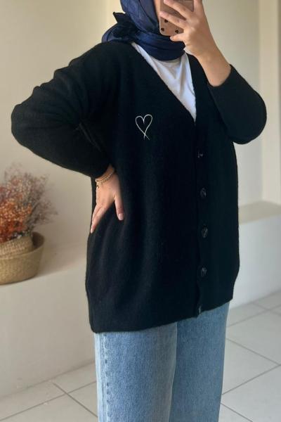 Yün Dokulu Yumuşak Hırka Siyah