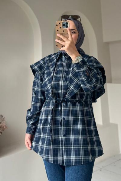 ŞALLI EKOSE GÖMLEK Lacivert