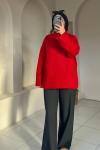 Oversize Triko Kazak Kırmızı