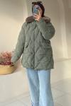 Kürk Yakalı Mont Yeşil