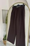 Kadın Cepli Geniş Paça Pantolon Acı Kahve