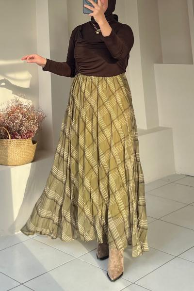 Astarlı Şifon Etek Yeşil