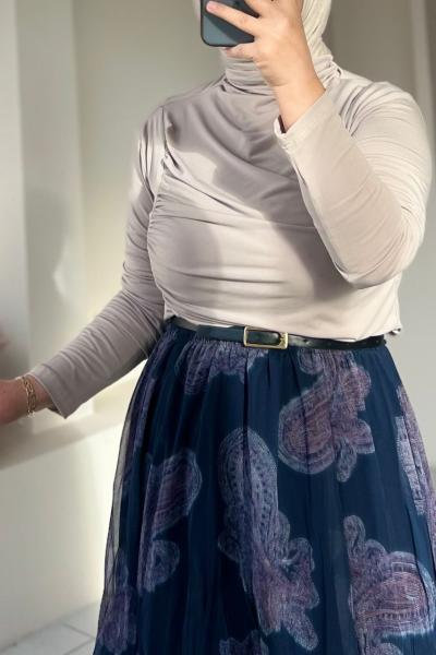 Büzgülü Bluz Krem