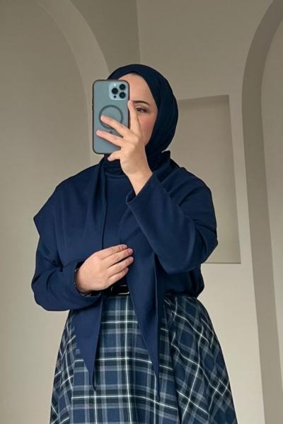 Şal Yaka Kadın Tunik  Lacivert