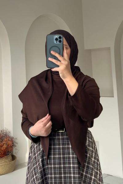 Şal Yaka Kadın Tunik  Kahverengi