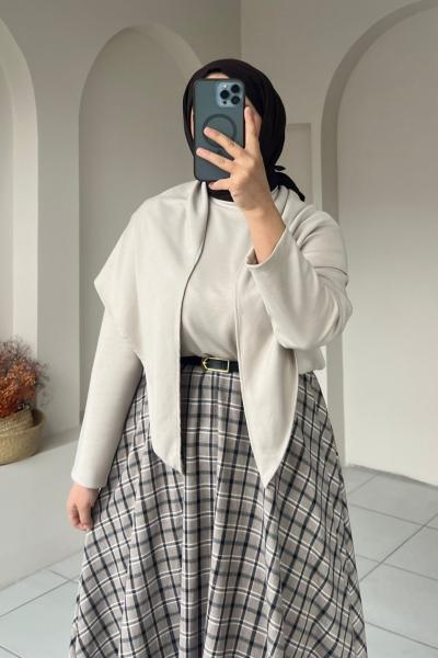 Şal Yaka Kadın Tunik  Krem