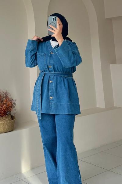 KADIN KOT TAKIM AÇIK CEPLİ Açık Kot