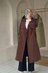 Gabardin Trençkot Kahverengi
