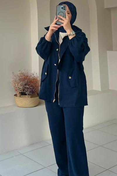 Gold Düğmeli İkili Takım Lacivert