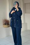 Gold Düğmeli İkili Takım Lacivert